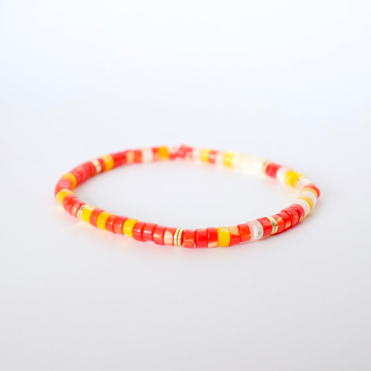 Pearly Red + Yellow Stretch Bracelet