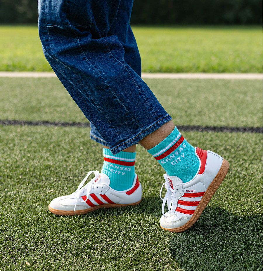 Kansas City Crew Socks - Teal with White & Red