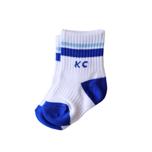 Baby Kansas City Crew Socks - White with Blue Stripes