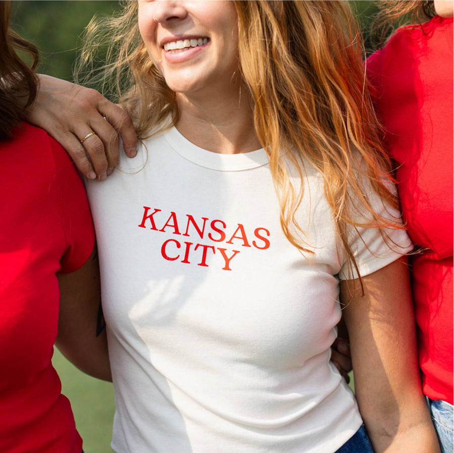 Kansas City Baby Tee - Cream & Red