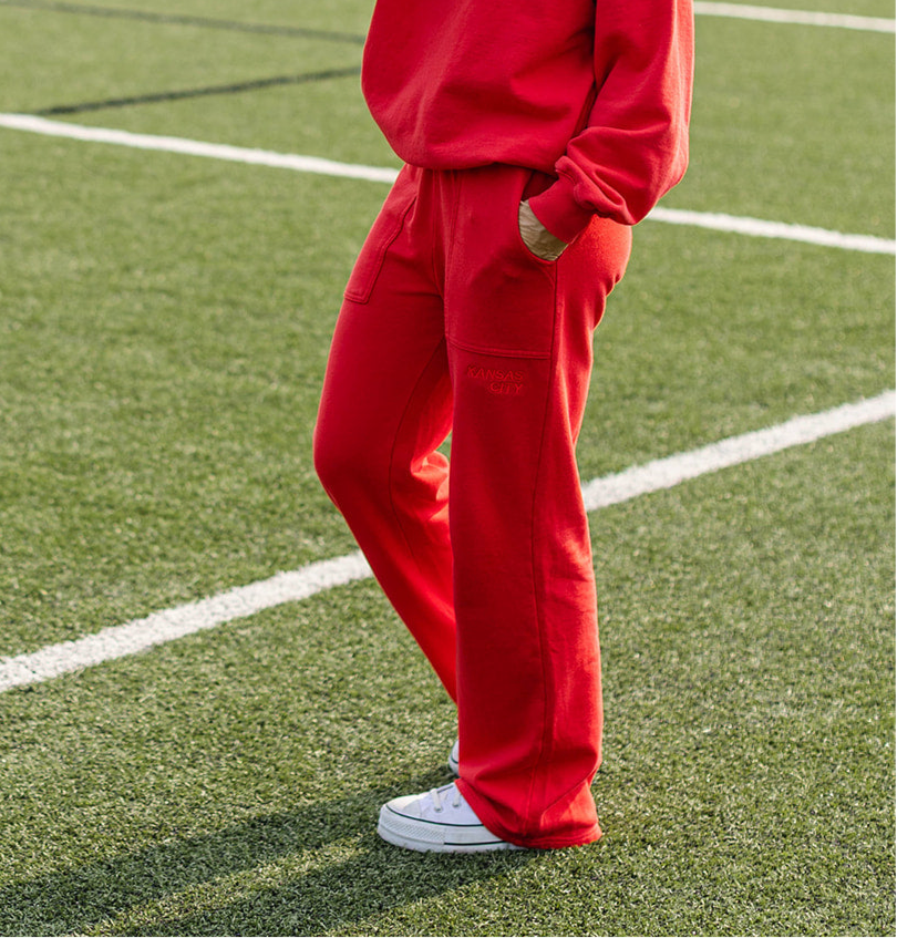 Carly Rae Embroidered Sweatpants - Red on Red