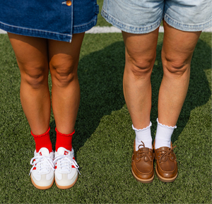 Kansas City Ruffle Socks - White with Red KC