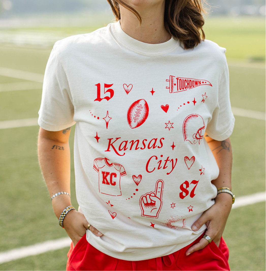 Kansas City Football Vibes Tattoo Shirt - Ivory