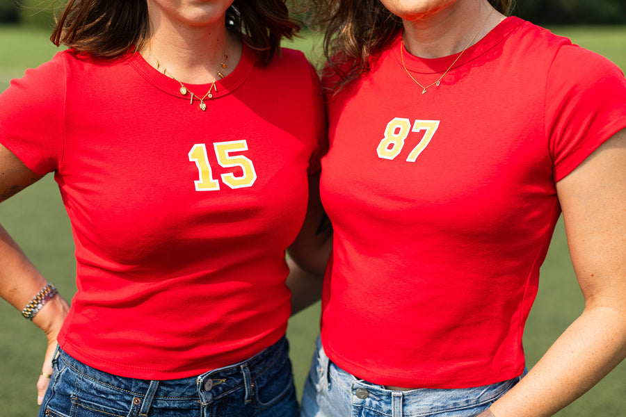 Kansas City 87 Baby Tee Shirt - Red w/ Gold & White