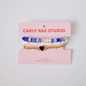 Teal + Red Beaded Stretch Bracelet Stack