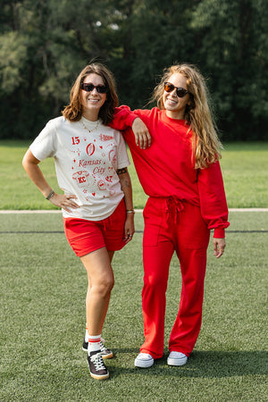 Carly Rae Embroidered Sweatpants - Red on Red