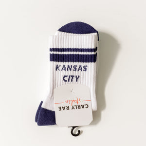 Kansas City Crew Socks - White with Navy Stripes