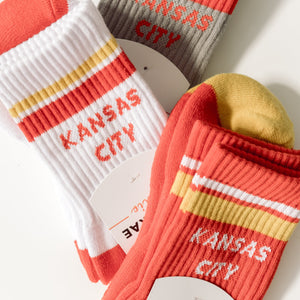 Kansas City Crew Socks - Red with Gold and White Stripes