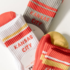 Kansas City Crew Socks - Grey with Red Stripes