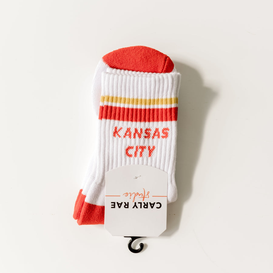 Kansas City Crew Socks - White with Red and Gold Stripes