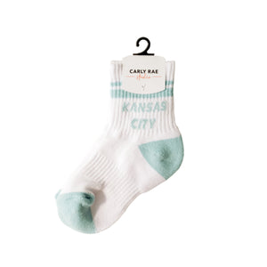 Kids Kansas City Crew Socks - Teal + White