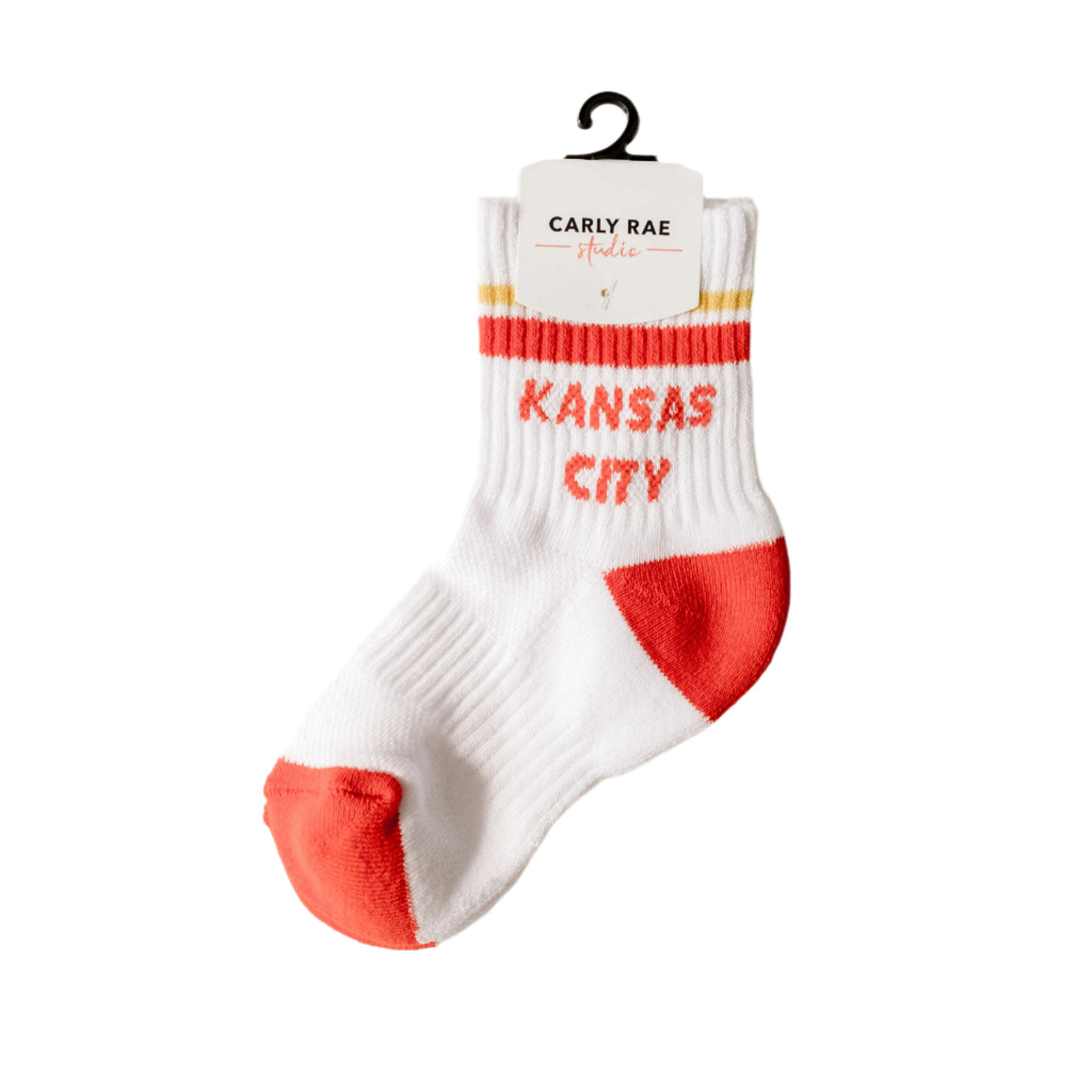 Kids Kansas City Crew Socks - White with Red & Gold Stripes