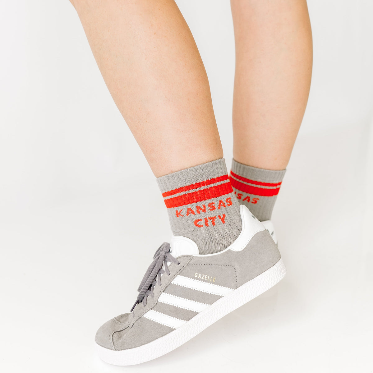 Kansas City Crew Socks - Grey with Red Stripes