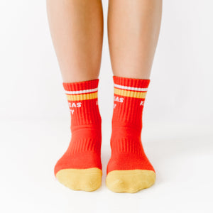Kansas City Crew Socks - Red with Gold and White Stripes
