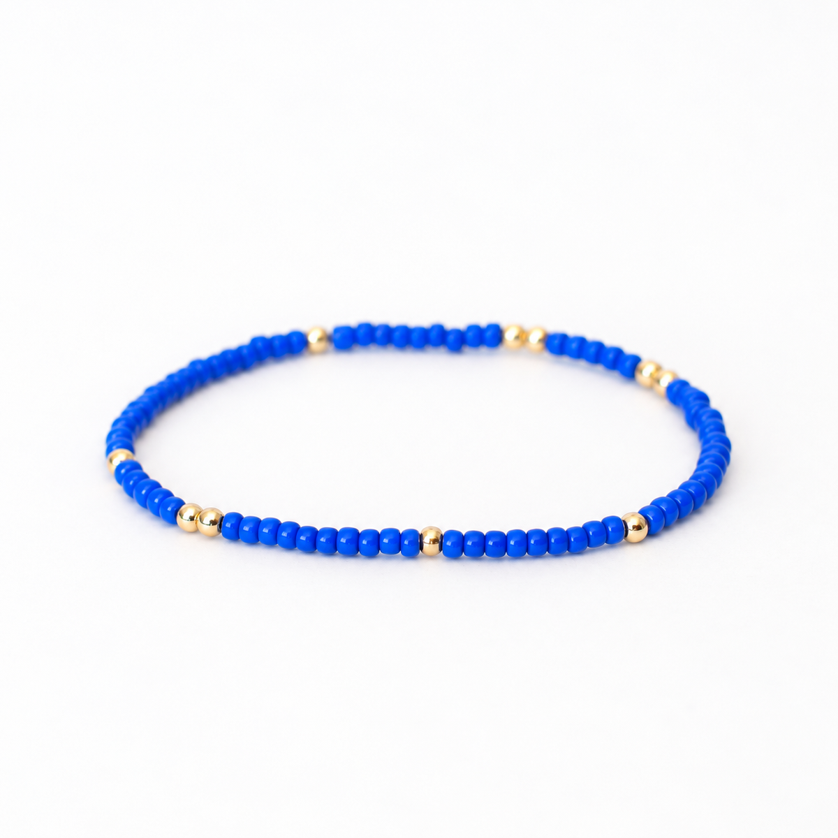 Royal Blue Seed Bead Stretch Bracelet