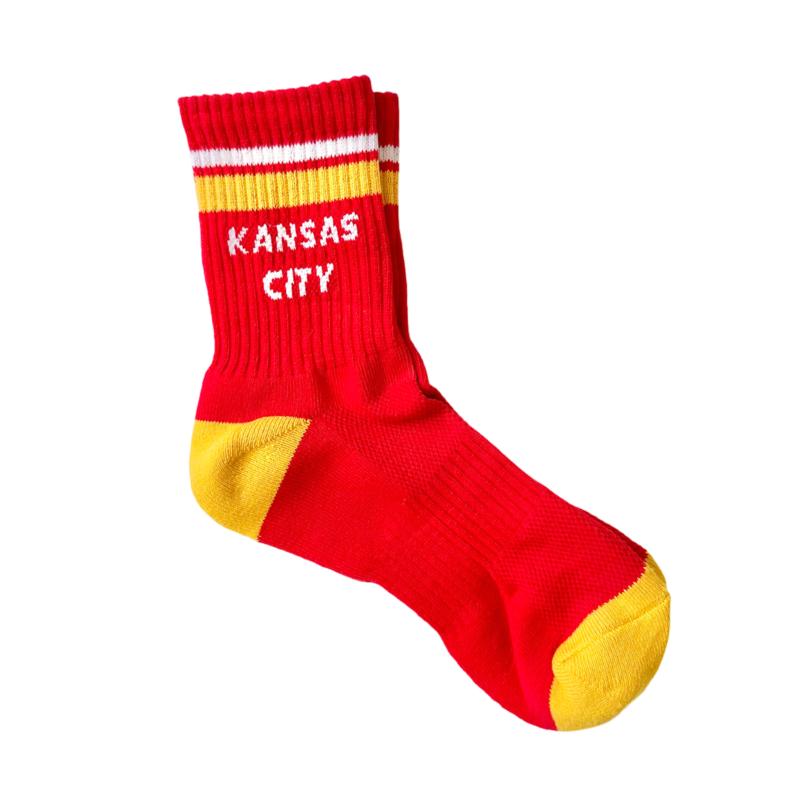 Kansas City Crew Socks - Red with Gold and White Stripes
