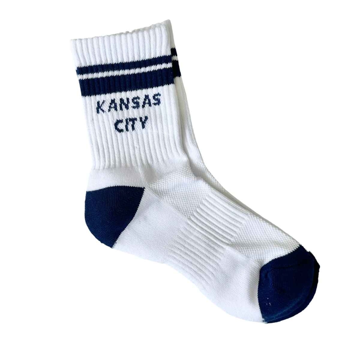 Kansas City Crew Socks - White with Navy Stripes