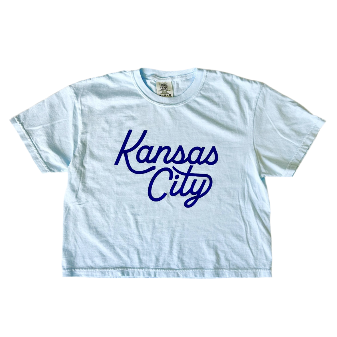 Kansas City Script Cropped T-Shirt - Blue
