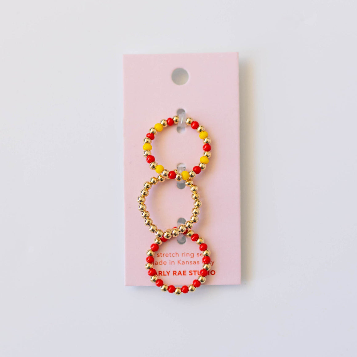 Stretch Ring Stack - Red & Yellow