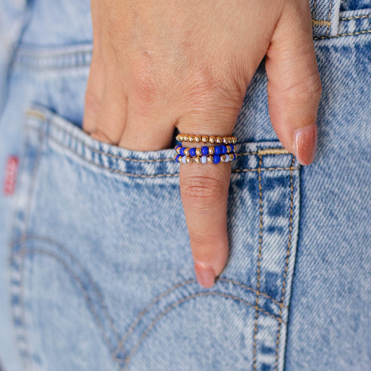 Stretch Ring Stack - Blue