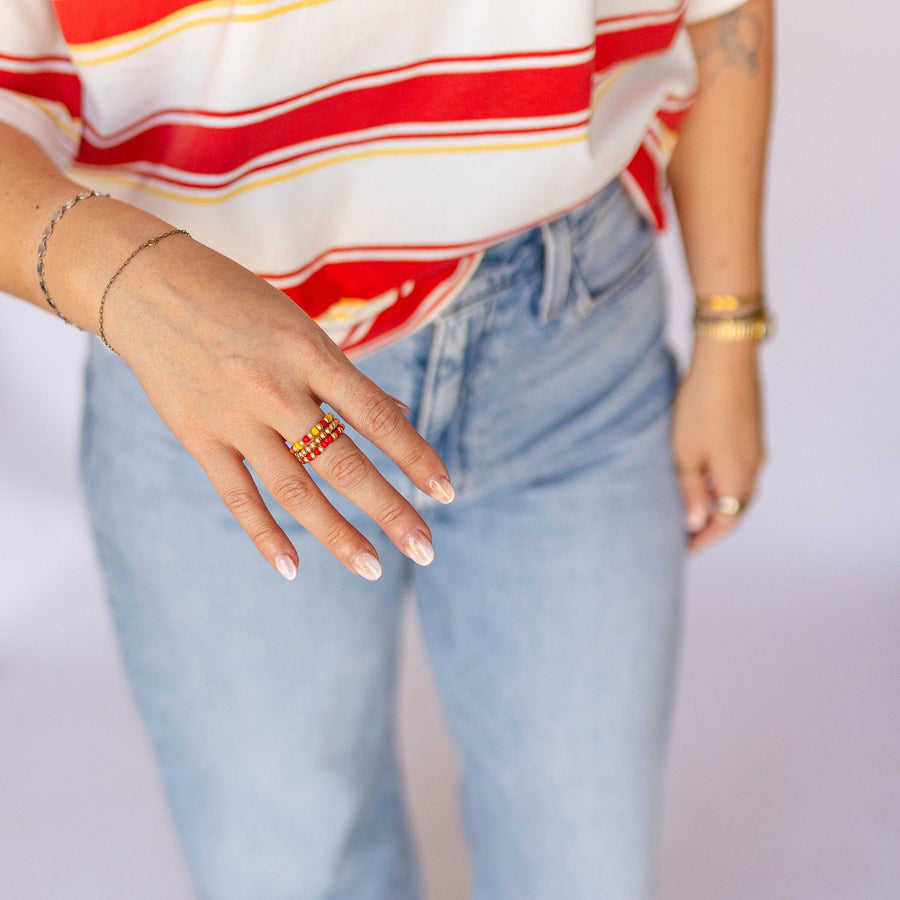 Stretch Ring Stack - Red & Yellow