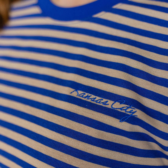 Long Sleeve Striped Shirt - Blue and Khaki