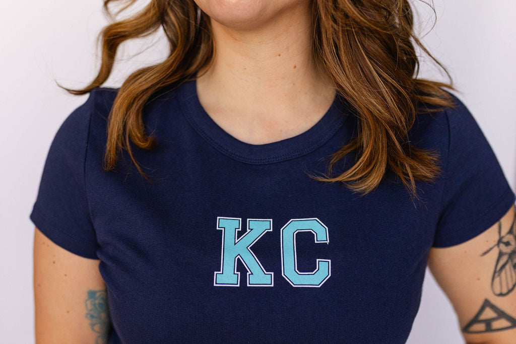 Kansas City KC Sporty Baby Tee  - Navy & Teal