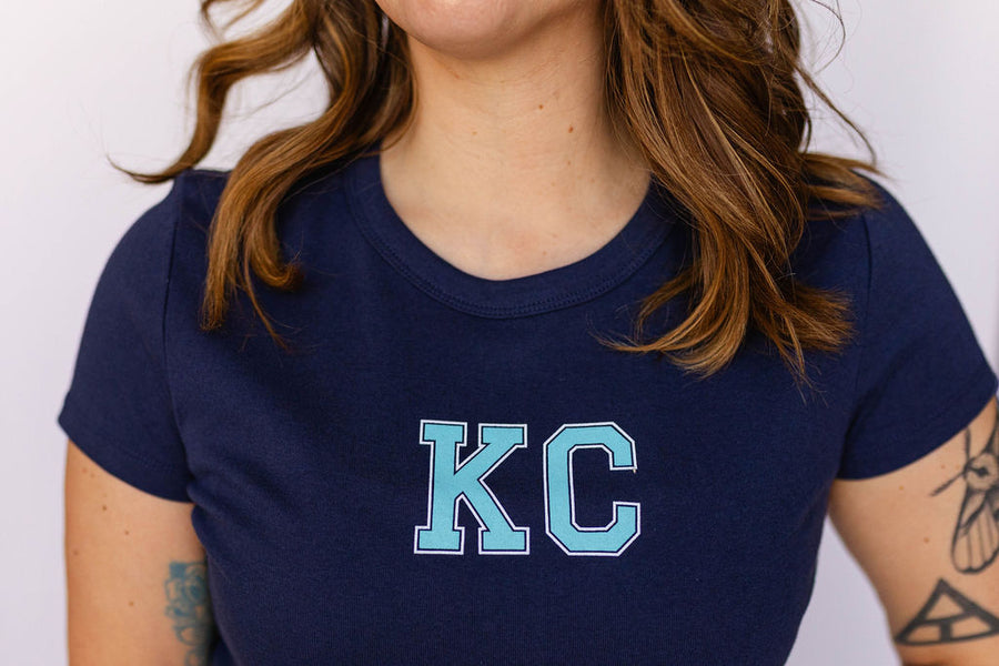 Kansas City KC Sporty Baby Tee  - Navy & Teal