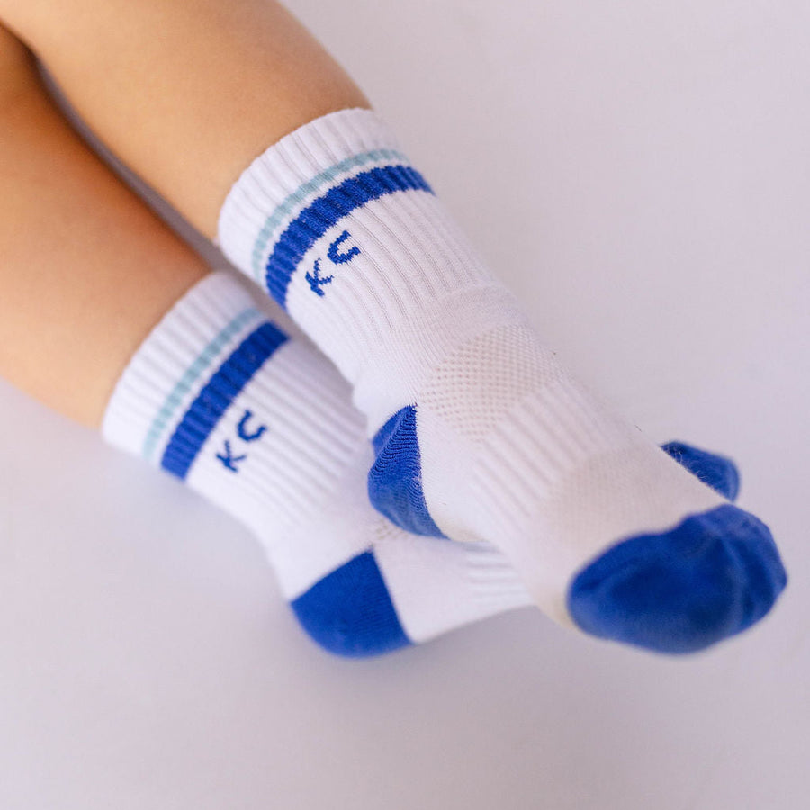 Toddler Kansas City Crew Socks - White with Blue Stripes