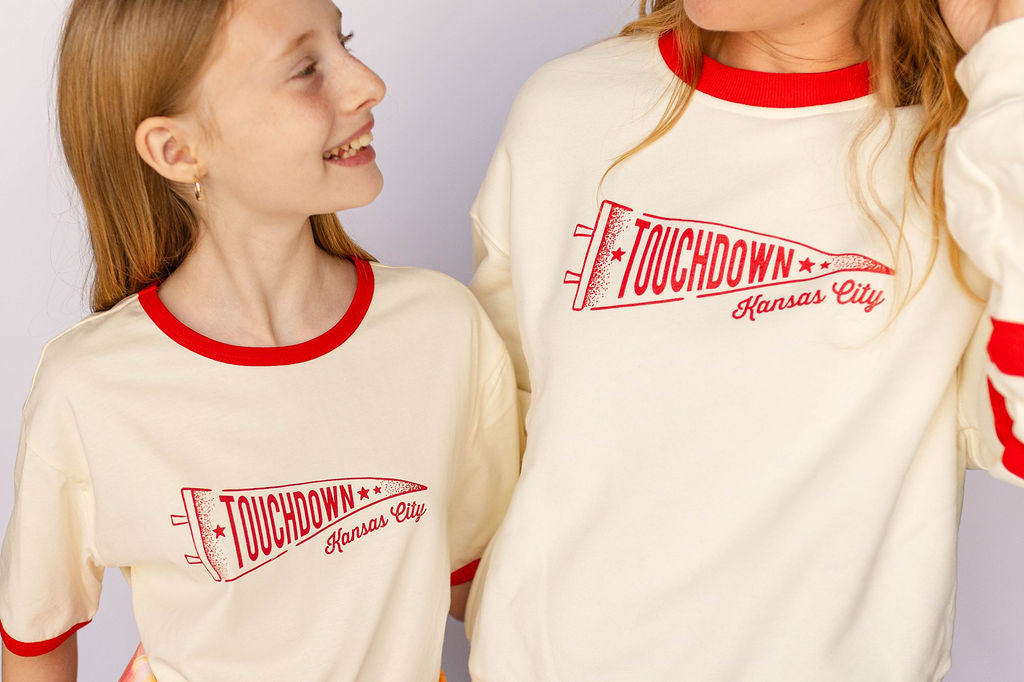 Varsity Sweatshirt - Ivory W/ Red - Touchdown