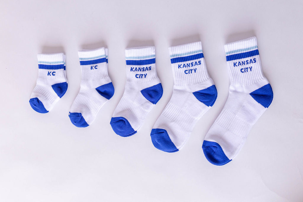 Toddler Kansas City Crew Socks - White with Blue Stripes