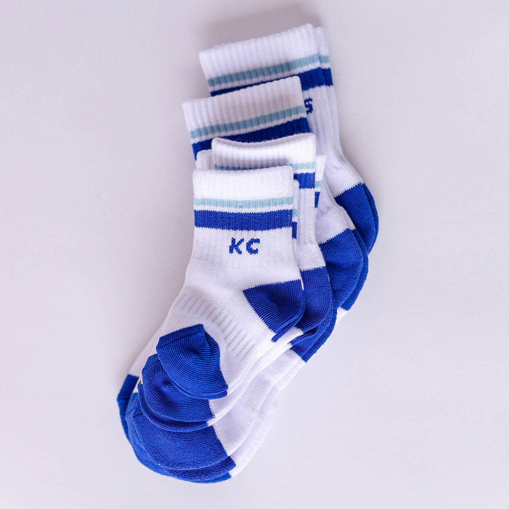 Toddler Kansas City Crew Socks - White with Blue Stripes