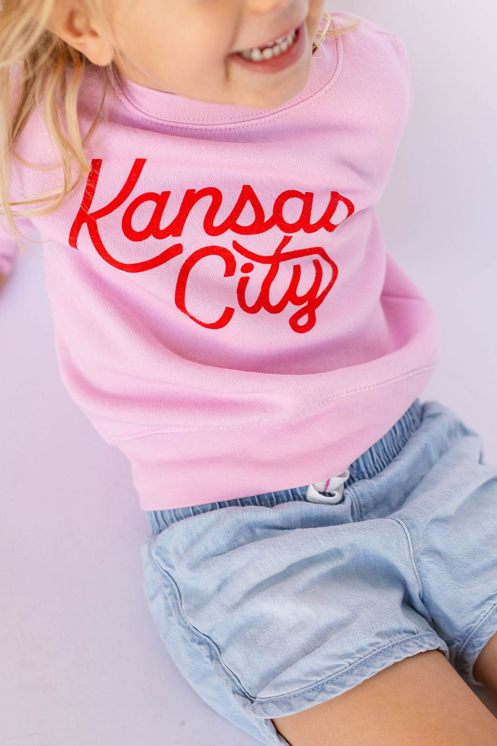 Kansas City Script Sweatshirt - Youth - Pink