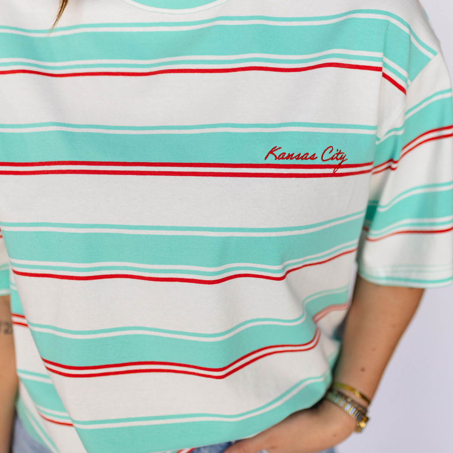 Striped Kansas City Shirt - Teal & Red
