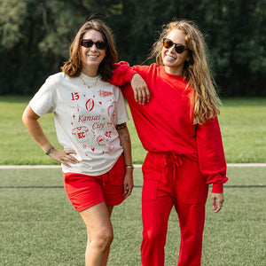 Carly Rae Embroidered Sweatshorts - Red on Red