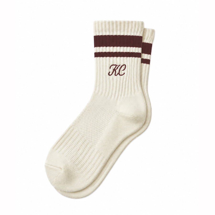 Kansas City Crew Socks - Fancy Cream w/ Brown