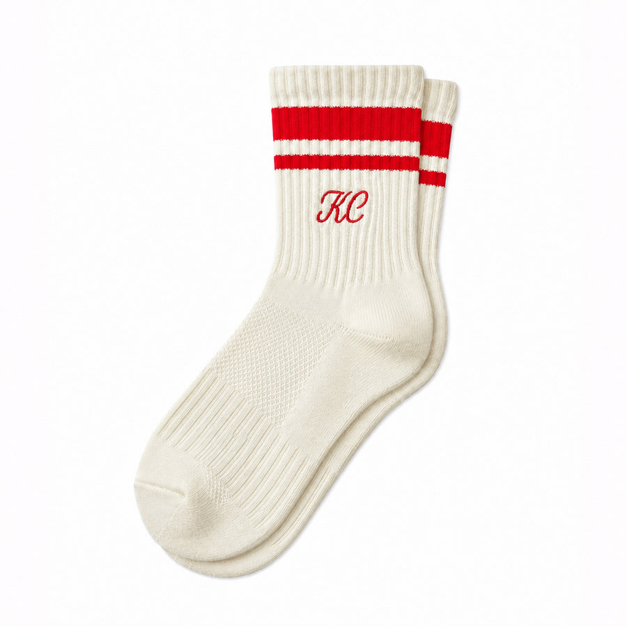 Kansas City Crew Socks - Fancy Cream w/ Red