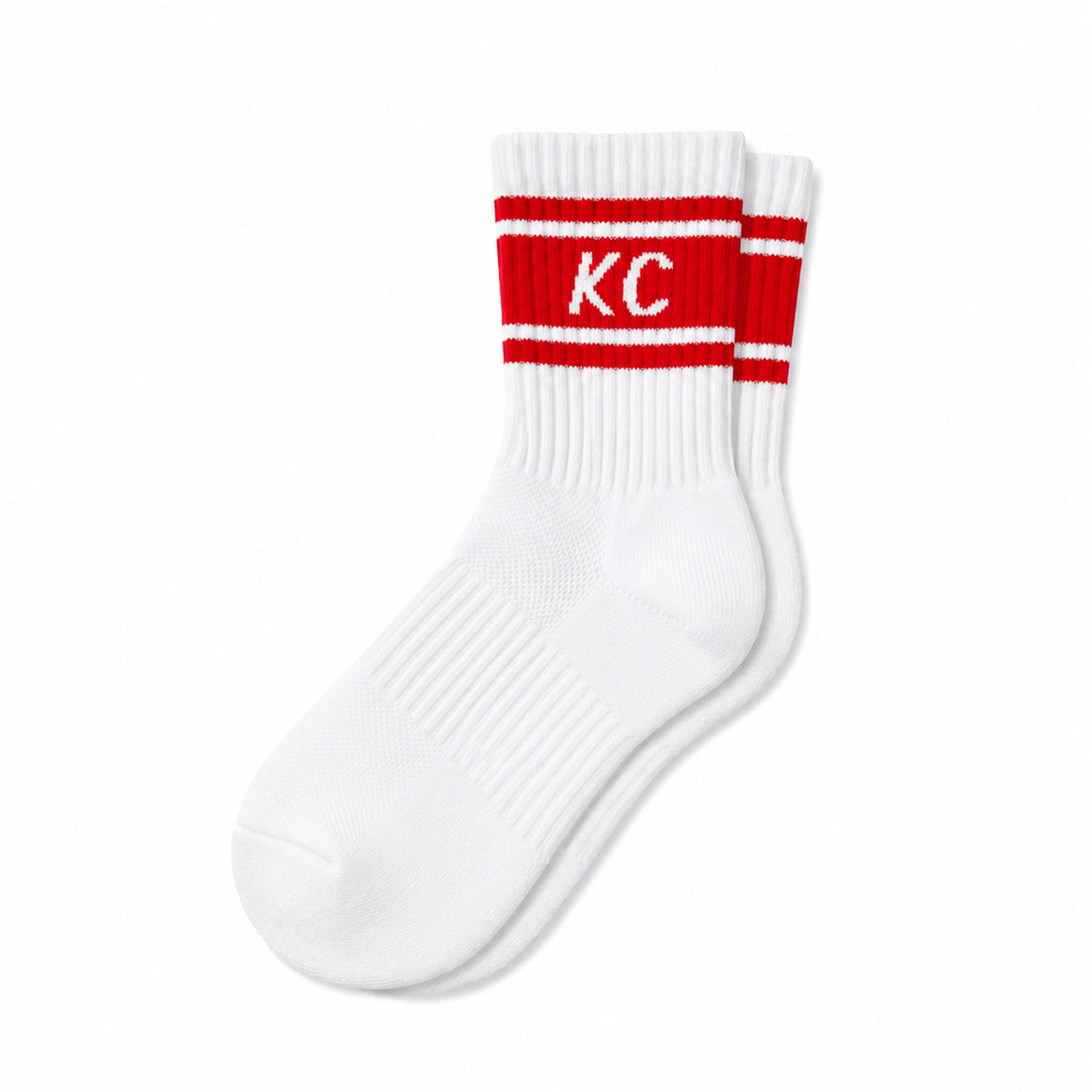 Kansas City Crew Socks - Bold White with Red