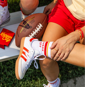 Kansas City Crew Socks - White with Red and Gold Stripes