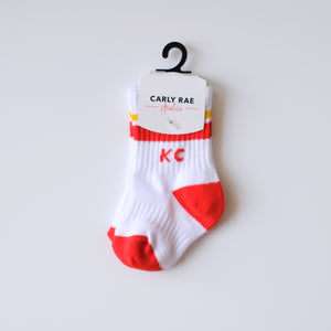 Baby Kansas City Crew Socks - White with Red & Gold Stripes