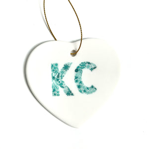 Heart KC Ornament Teal