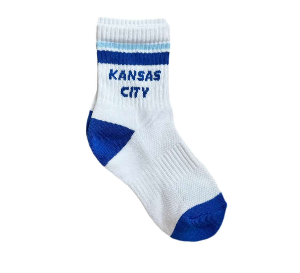 Kids Kansas City Crew Socks - White w/ Blue