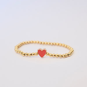 Gold Red Heart Bracelet