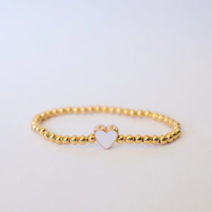 Gold White Heart Bracelet
