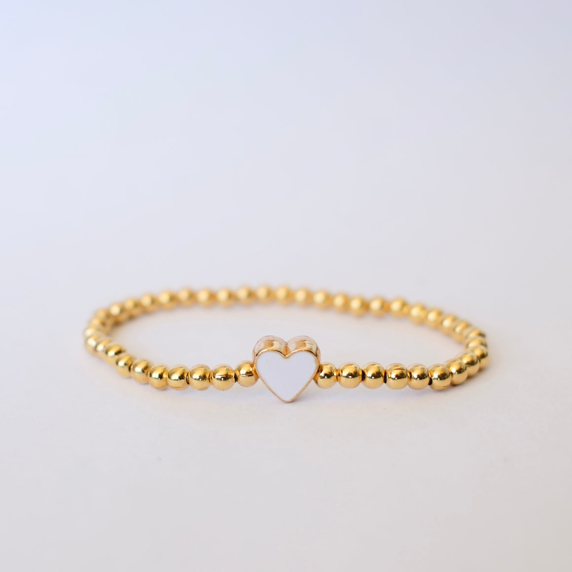 Gold White Heart Bracelet