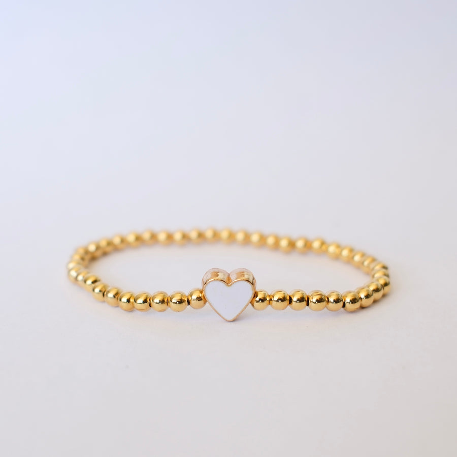 Gold White Heart Bracelet