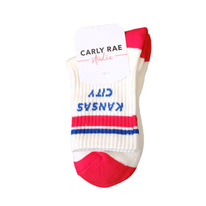 Kansas City Crew Socks - Cream with Red & Blue