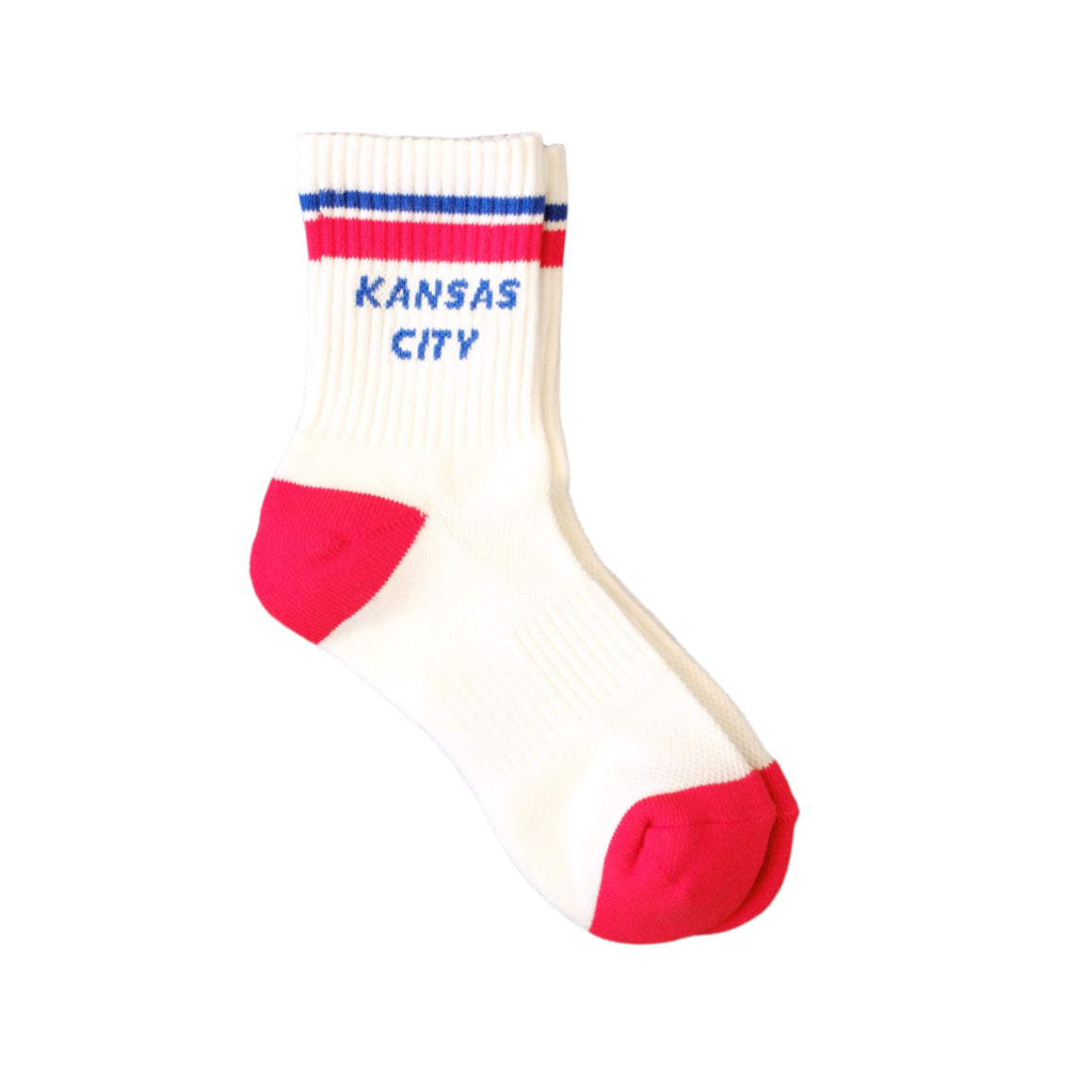 Kansas City Crew Socks - Cream with Red & Blue