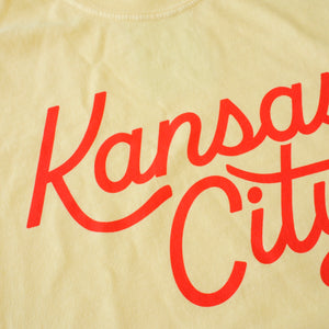 Kansas City Script Cropped T-Shirt - Yellow & Red