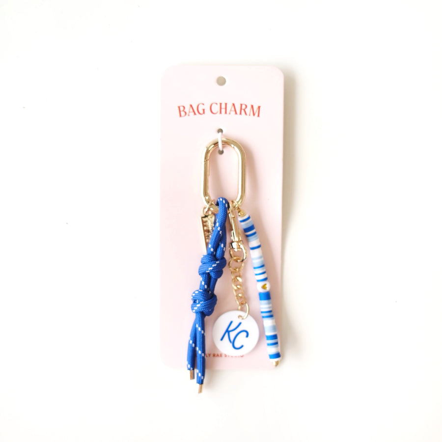 Bag Charm - Blue & White
